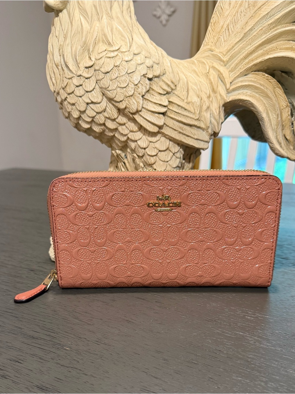 Coach Debossed Accordian Patent Leather Wallet F54805
